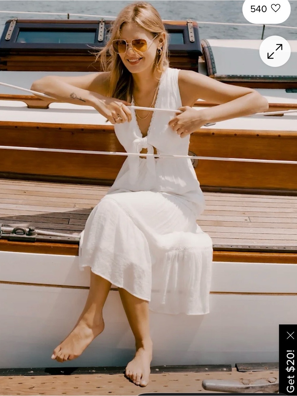 Lulu's Lively Radiance White Tie-Front Tiered Midi Dress - Small